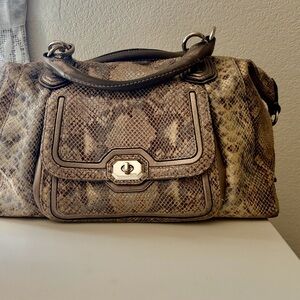Coach Tan Snake Print Satchel